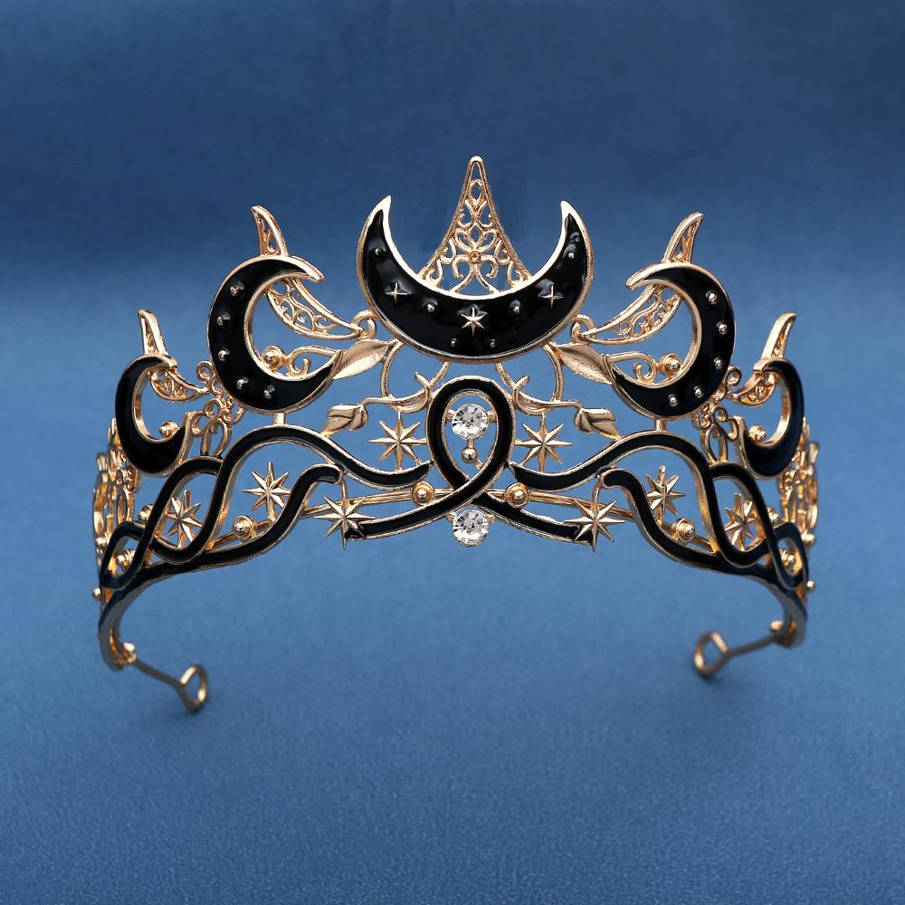 1pc Luxury Gothic Moon Tiara Celestial Queen Crown for Women Baroque Star Headpiece for Vintage Weddings Elegant Parties