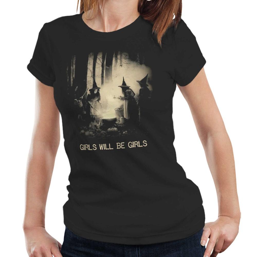 Girls Will Be Girls TShirt Semi Fitted Ladies Halloween Horror Witches