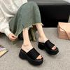 Platform Slippers Women's Summer Wear New Cool Slippers Women's High Heels Beach Shoes Drag