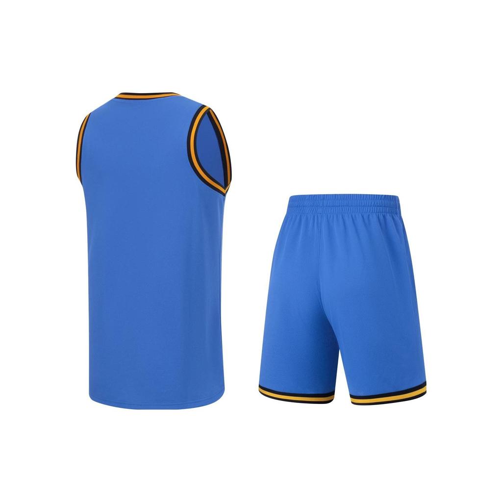 Li Ning Sports Basketball Series Logo Print Sweat-Wicking Comfortable Split Basketball Set Men Sportswear Beijing-Blue AATT001-8