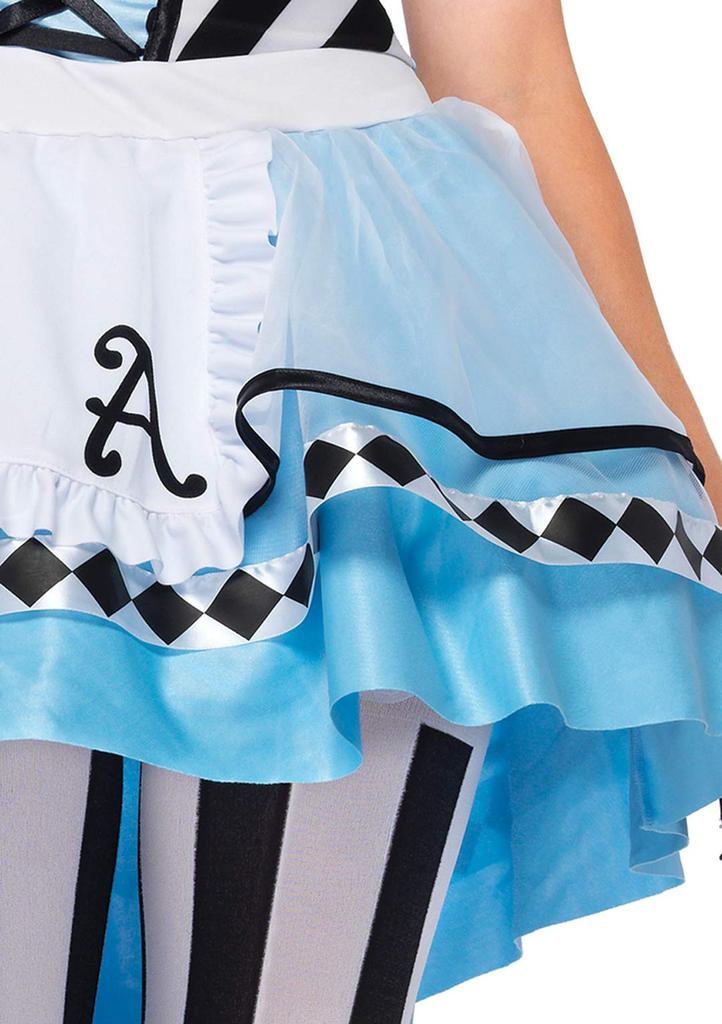 LEG AVENUE Psychedelic Alice Apron Dress with Choker and Headset Size Small Costume, Blue/Black, Women's,