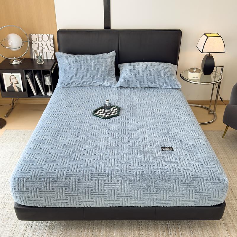 Горячая Зимняя Теплая Коралловый Флис Простыня на Резинке Эластичный Наматрасник Чехол Пушистый Плюшевый Постельное Белье Пара Двуспальная Кровать Кинг-Сайз