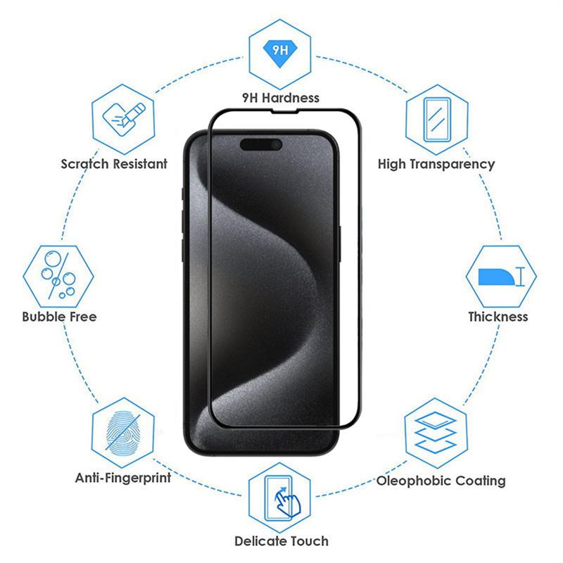 4 шт./лот, полноэкранная защитная пленка из закаленного стекла HD для iphone 15/15 Pro/15 Pro Max/15 Plus/14 13 12 11 Pro Max mini