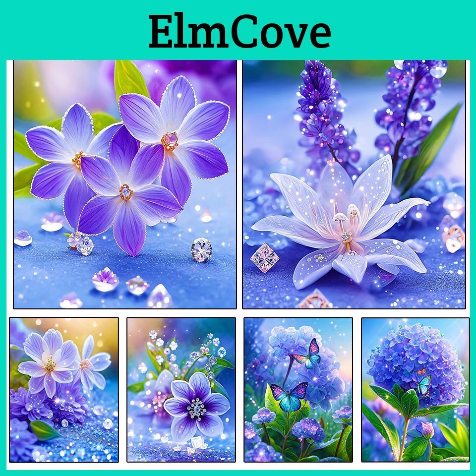 Painting Blooming Cross Flower Diamond Stitch Kits Diy Diamond Mosaic Purple Flower New Arrivals Art Home Decor Handicraf Gift