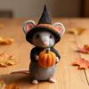Halloween Felt Mouse Accessories Handmade Animals Statue with Pumpkin Decoration Table Shelf Desk Ornament