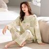 Весна и осень, новый женский пижамный комплект домашней одежды для девочек, длинные брюки с длинными рукавами, простой комплект домашней одежды больших размеров для отдыха