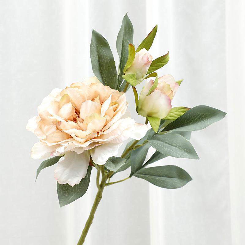Simulated 3-head peony flower, living room hotel decorative ornament, outdoor photography prop fake flower