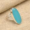 Blue Chalcedony Gemstone Handmade 925 Sterling Silver Jewelry Ring For Women
