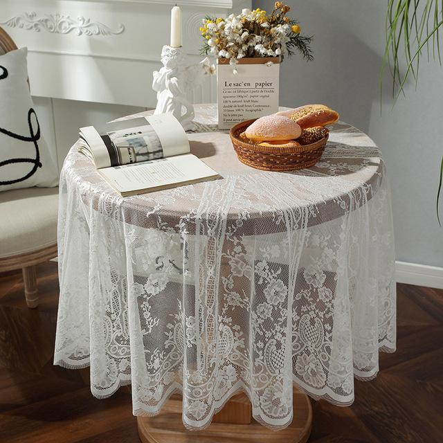 American Ins Wind Party White Lace Retro Hollow Round Tablecloth Tablecloth Spot