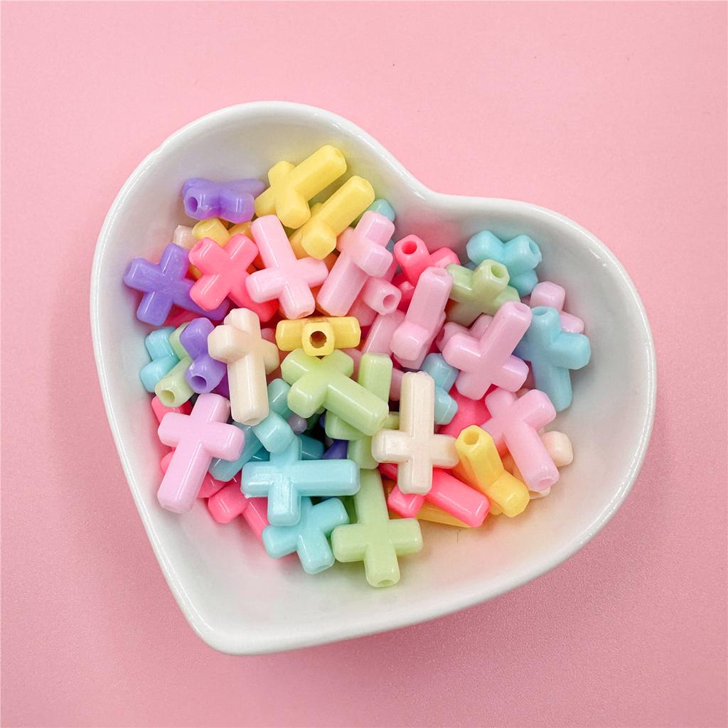 Home Party Supplies Fashion System Cream Spring Color DIY Jewelry Accessories Cross Loose Beads Necklace Bracelet Macaron Color 50Pcs