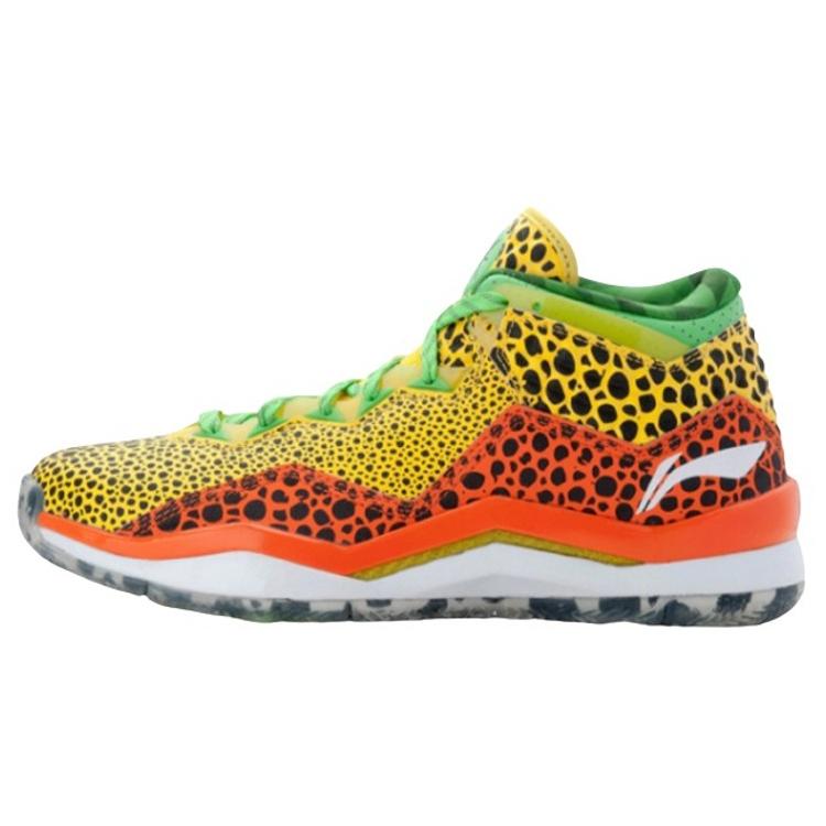 Li Ning WOW 3 Way Of Wade 3 Нескользящие Средневысокие Баскетбольные Кроссовки Мужские Желто-Зелено-Оранжевые ABAJ013-29