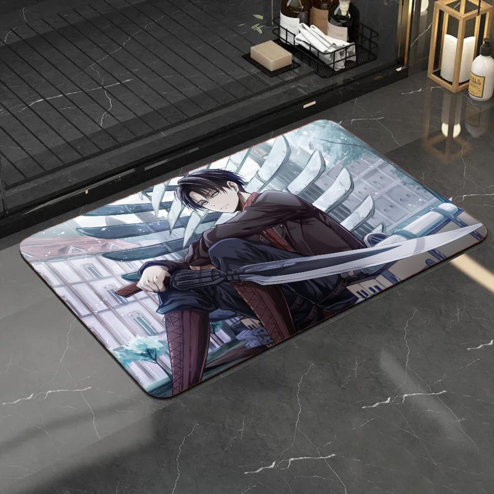 1 шт. Аниме Атака Титанов Леви Аккерман Впитывающие коврики Противоскользящие коврики Принадлежности для домашнего декора Ковры Домашние кухонные напольные коврики