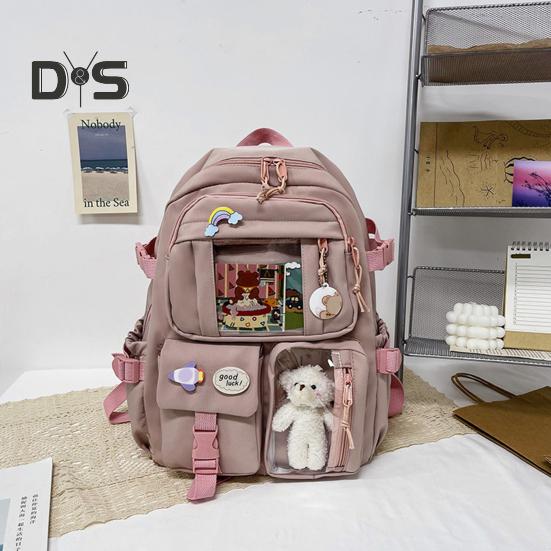 Студенческий рюкзак, эргономичный, большой емкости, рюкзак с плюшевым медведем, куклой для книги, ноутбука, повседневная школьная сумка в стиле ретро для подростков, школьных путешествий