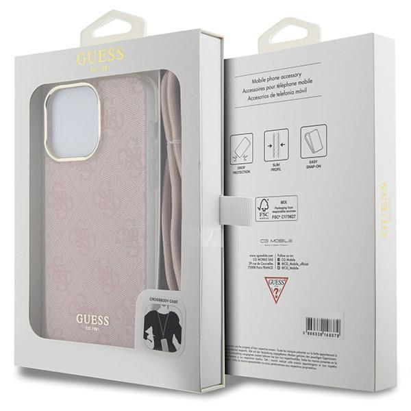 Etui do iPhone 15 Pro Guess Crossbody Cord 4G Różowe