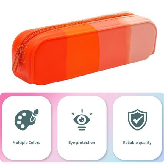 Силиконовый пенал градиентного цвета, сумка-карандаш на молнии, легкий пенал, органайзер для канцелярских принадлежностей