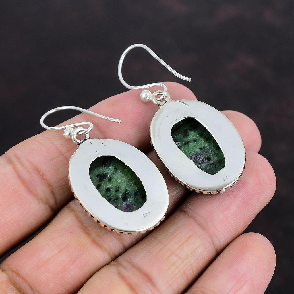 Ruby Zoisite Earring Beautiful Vintage Earrings Gemstone Handmade Jewelry 925 Sterling Silver Earring Ruby Zoisite Jewelry Gifts For Women