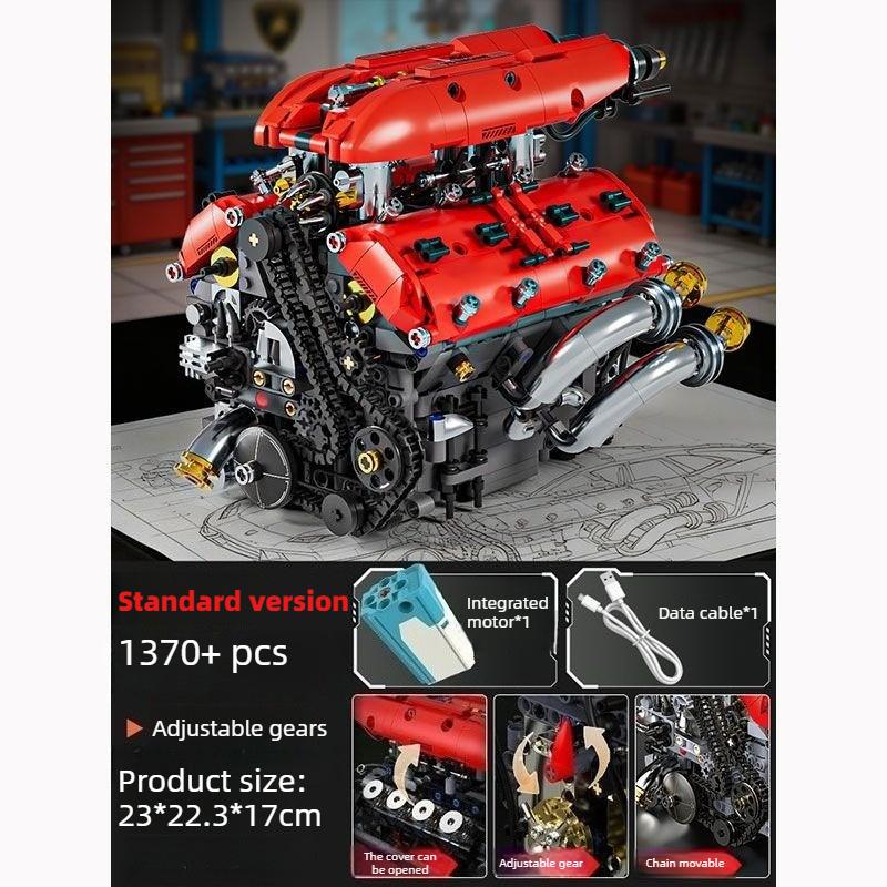 Набор строительных блоков «Техническая модель двигателя V8» с электрическим мотором, игрушки-конструктор, подарки на день рождения для мальчиков, настольный декор