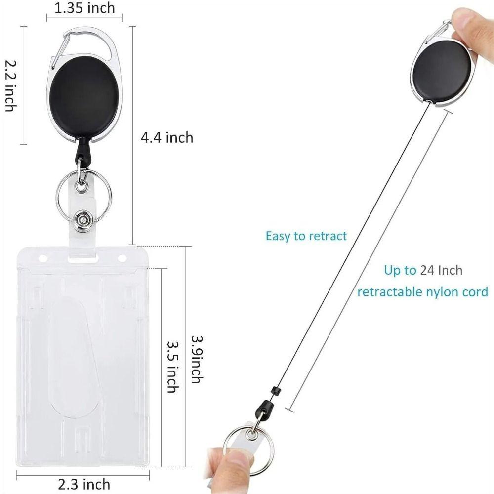 Прозрачный держатель для бейджа с катушкой для бейджа, органайзер для хранения 2 карточек для студентов