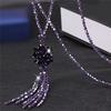 Crystal Beads Long Necklace for Women's Autumn Winter Fashion Chain Tassel Pendant Neck Decoration MIT