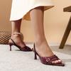 Fashion Pointed Toe Sexy Mid Heels Party Sandals Women 2025 New Gladiator Sexy Sandals Designer Summer Brand Pumps Dress Sandals Women