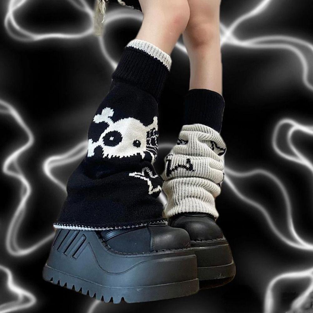 Skull Star For Girls Knitted Foot Cover Double-sided Wear Women Leg Warmers Lolita Boots Cover