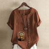 Women's Fashion Owl Prined Short Sleeve T-shirt Loose Cotton Shirt Casual Loose Summer Blouse Plus Size Tops