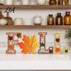 Wooden Fall Signs for Home 4Pcs/Set Tabletop Signs, Autumn Maple Leaf Letter Decorations Thanksgiving Gifts Family Tiered Tray Fireplace Dining Table