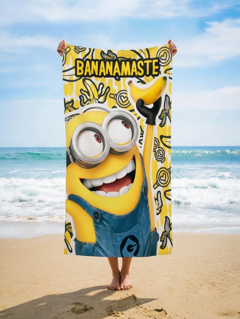 1 шт. Пляжное полотенце Bananamaster, Милое существо с большими глазами, Идеально для пляжного отдыха, Бассейна, Тренажерного зала, Милый летний подарок для друзей и семьи