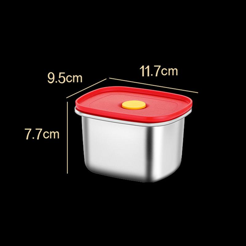 Stainless Steel Lunch Bento Box with Lid Sealed Food Fruit Storage Container Refrigerator Fresh-Keeping Boxes Kitchen Tableware