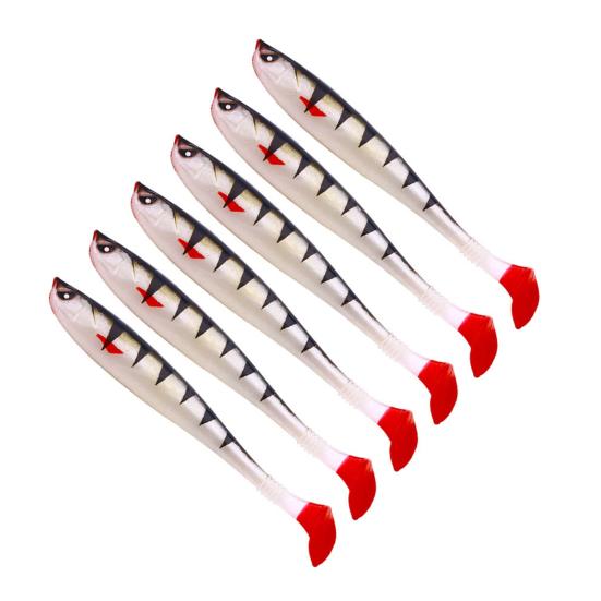 6Pcs Fishing Lure Soft Baits Set Simulation T-Tail Swimbait Professional Bionic Bait Reusable Freshwater Saltwater Artificial Bait Bass Fishing Lures
