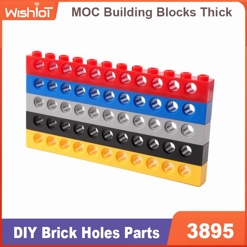 MOC высокотехнологичные детали 3895 Кирпичик 1x12 11 отверстий MOC Технический строительный блок Подходит для всех брендов Игрушка с мелкими деталями