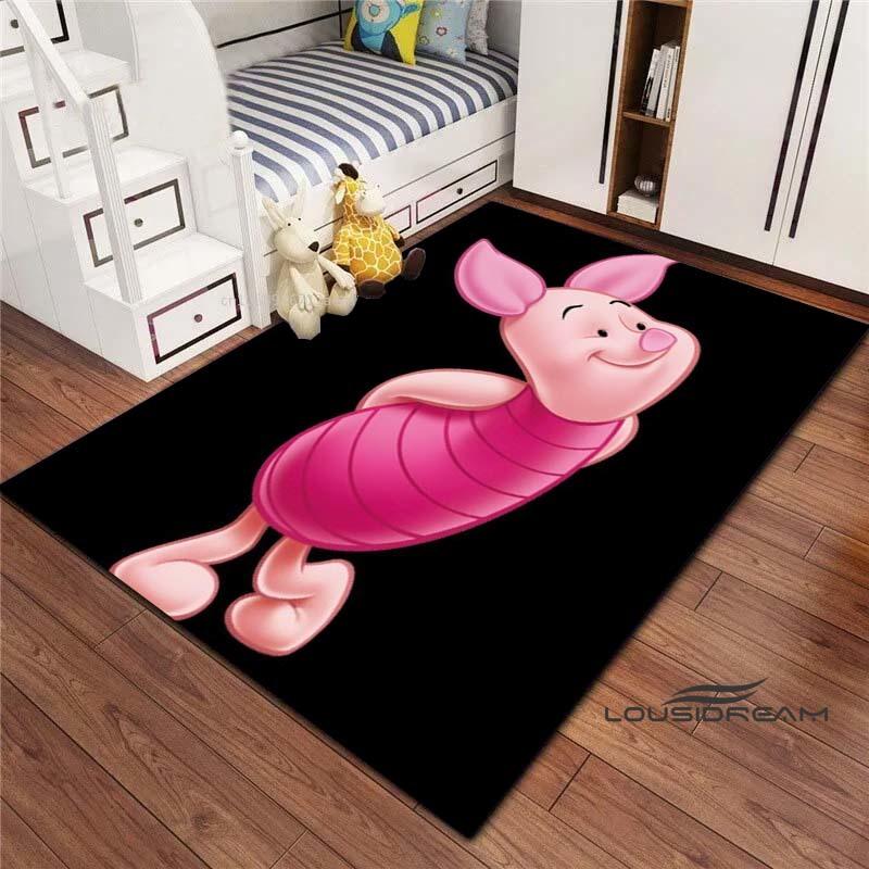 3D printed cartoon (piglet) pattern rugs, suitable for living room, bedroom, children's room, sofas, doormats, non-slip floor