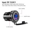 USB C Car Charger Socket 12V/24V Dual USB Socket PD3.0 and QC3.0 Car USB Port With LED Voltmeter and On/Off Switch