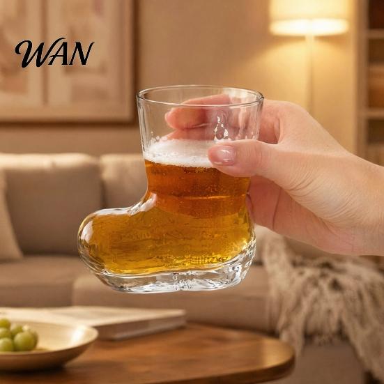 Novelty Drinkware Creative Boot Shape Glass Cup, 300ml Tumbler Transparent Drinking for Whiskey Beer Juice Coffee, Unique Home Bar Gift Coffee Cup