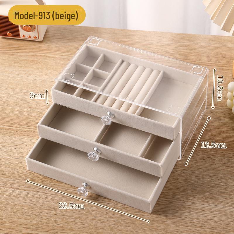 Бархатная шкатулка для украшений с антиокислительным покрытием, прозрачное акриловое хранилище для сережек, ожерелий и колец