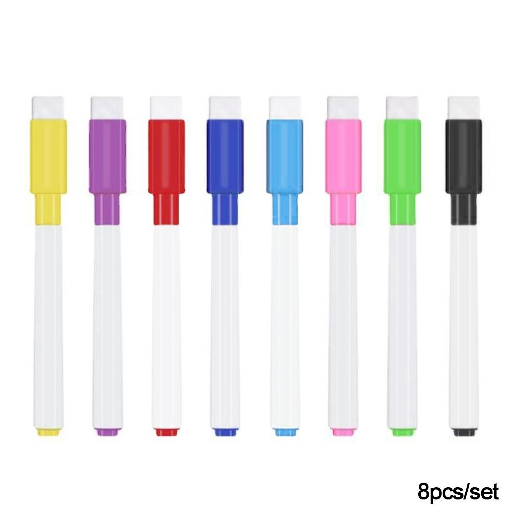 8pcs Light Board Pen with Erasable Brush Markers Pen Kindergarten School Office Supplies