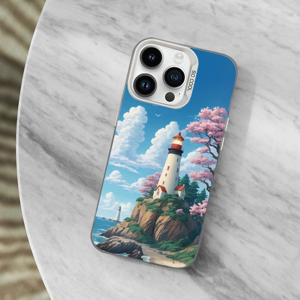Guidelines Art Lighthouse Phone Case For iPhone 13,15,14,16,12,11,Mini,MAXXS,Pro,SE, White Matte Shockproof Cover