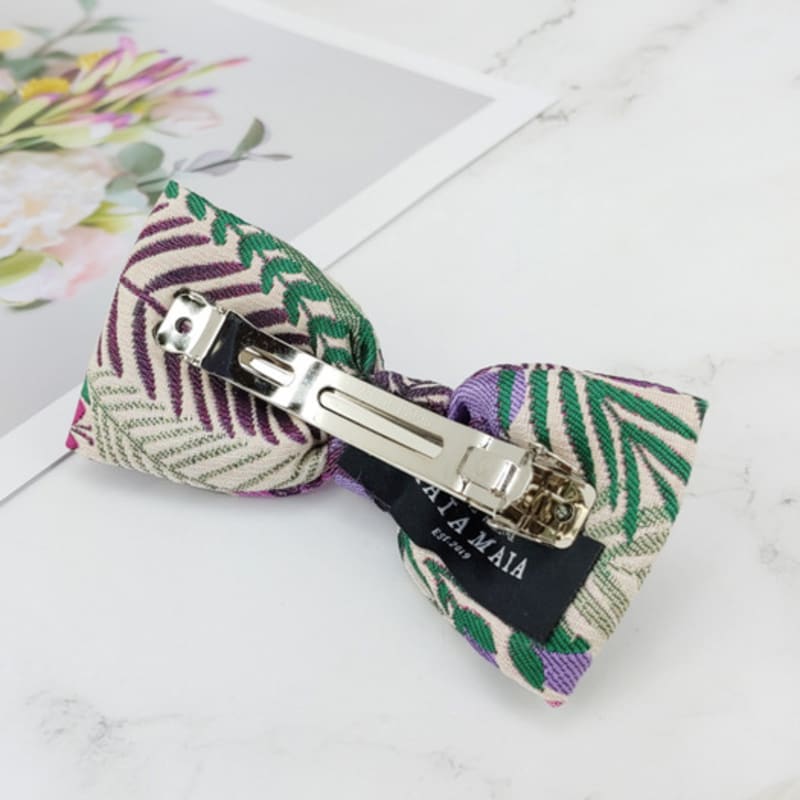 MAIA Rose Jacquard Ribbon Pin - Purple
