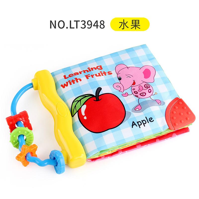 Книга из ткани для раннего развития детей с образовательным английским языком, познанием животных, звуковой бумагой, детская ладошковая книга с зубным гелем