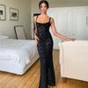 Women's Fashion Sexy One-shoulder See-through Lace Slim Dress