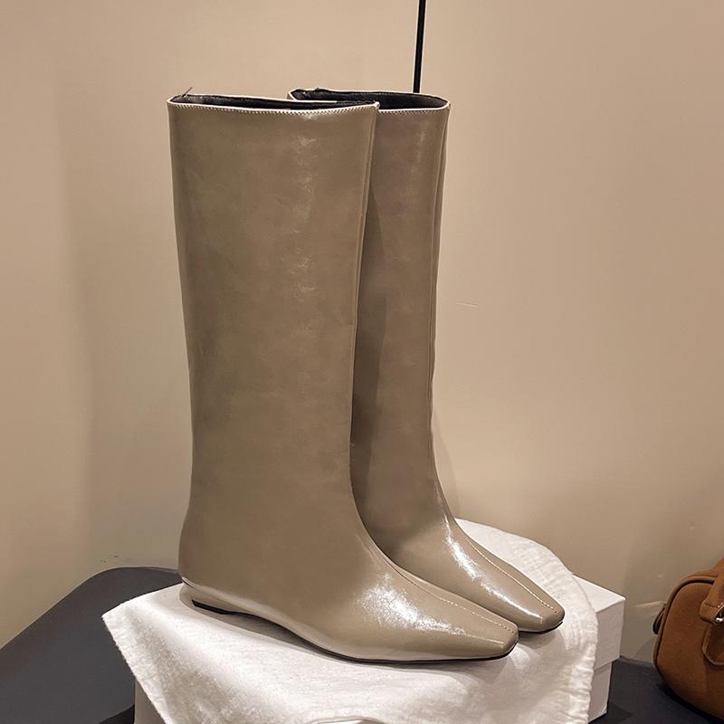 2025 Новые Роскошные Дизайнерские Женские Ботинки Рыцаря с Квадратным Носком Элегантные Женские Ботильоны на Низком Клину Zapatos De Mujer