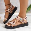 Fashion Ladies Shoes On Sale 2024 Open Toe Women's Sandals Summer Bohemia Mixed Colors Solft Sole Light Casual Comfortable Flat Sandals