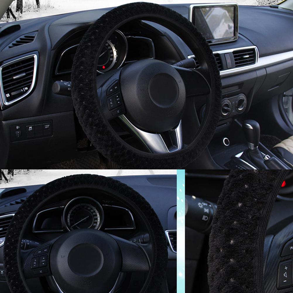 Защитный чехол на руль, стильный зимний теплый плюшевый противоскользящий автомобильный чехол