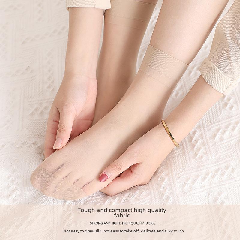 Женские ультратонкие черные шелковые носки — устойчивые к зацепкам, хлопковая подошва, прозрачная середина, телесного цвета — идеально подходят для весны и лета.