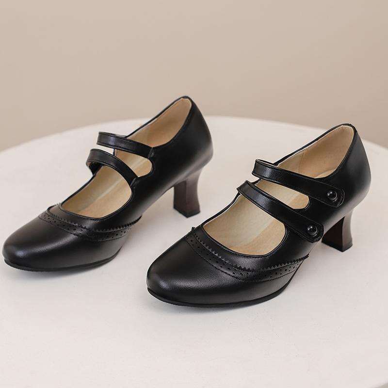 Женские туфли на высоком каблуке, весна-лето, новые, резные, в стиле ретро, легкие, большого размера, низкие туфли