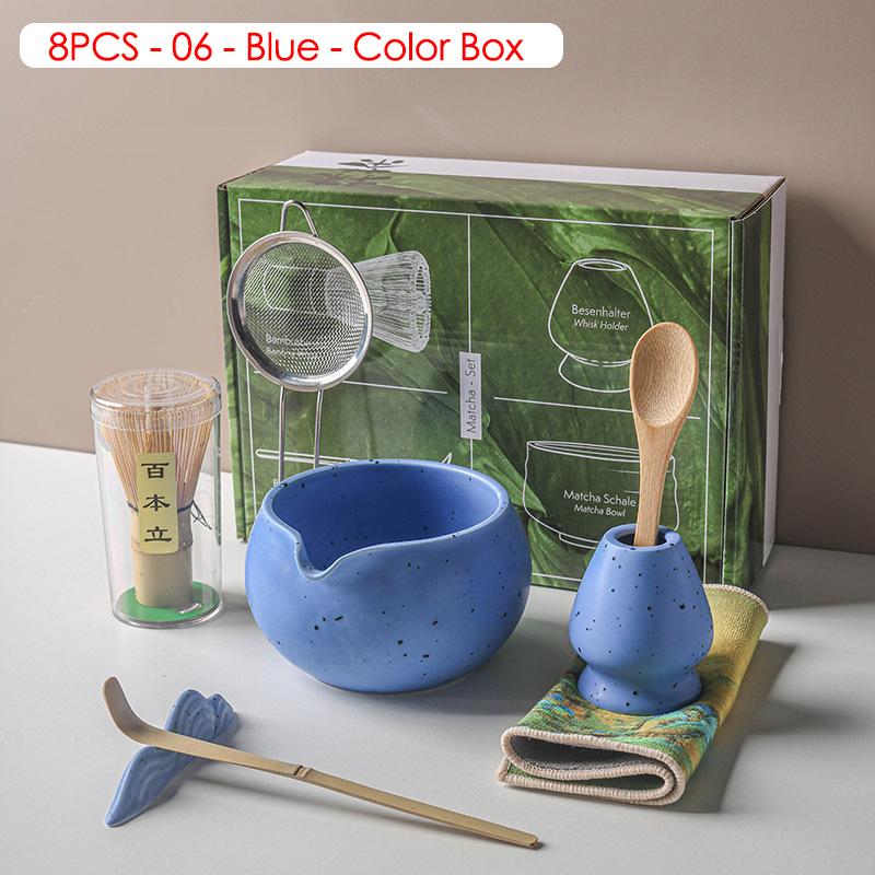 4/5/6/7/8 шт. Белый/Зеленый/Синий/Фиолетовый Венчик для чая матча Чайная посуда Японская церемония Бамбуковый чайный инструмент Изысканный набор для матча для чайного сервиза