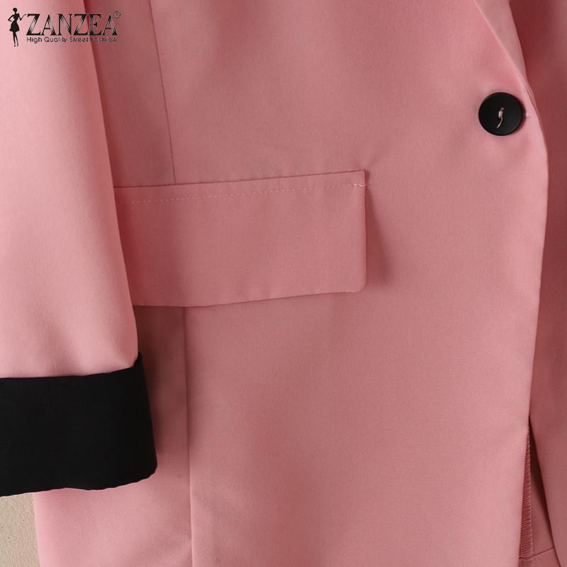 ZANZEA Женский повседневный отложной воротник с рукавом 3/4 свободный кардиган тонкая верхняя одежда