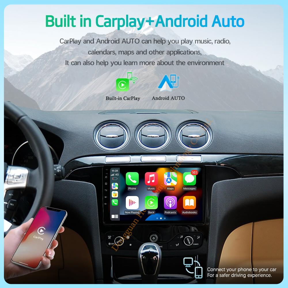 9" Для Ford S MAX S-Max 2007-2015 Автомобильный мультимедийный видеоплеер GPS-навигация Радио Android12 8+128G 8 ядер CarPlay 4G 360 камера