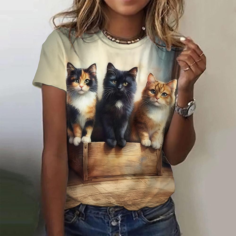 Cute Women's T Shirt Animal 3d Print Casual Short Sleeve Funny T Shirts Fashion Streetwear O-Neck Female Oversized Clothing