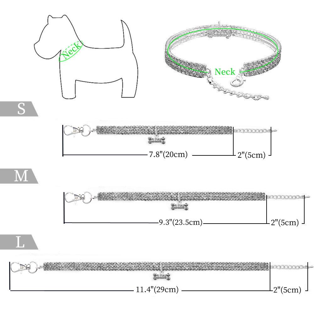 Pet Crystal Collar Kitten Necklace Pet Pendant Shiny Bright Heart Shaped Crystal Diamond Decoration